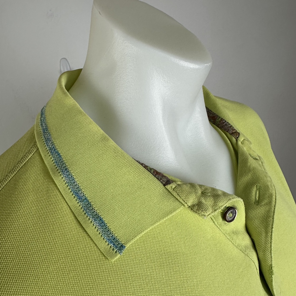 Robert Graham Lime Green Accent Stripe Polo Shirt Size Medium